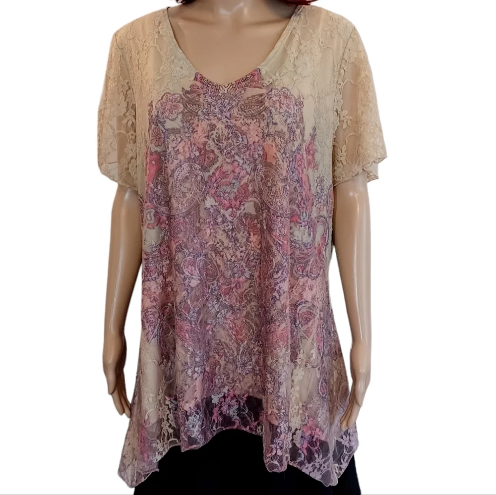 Brittany Black Boho Lace Top - Size 1X - Picture 4 of 11